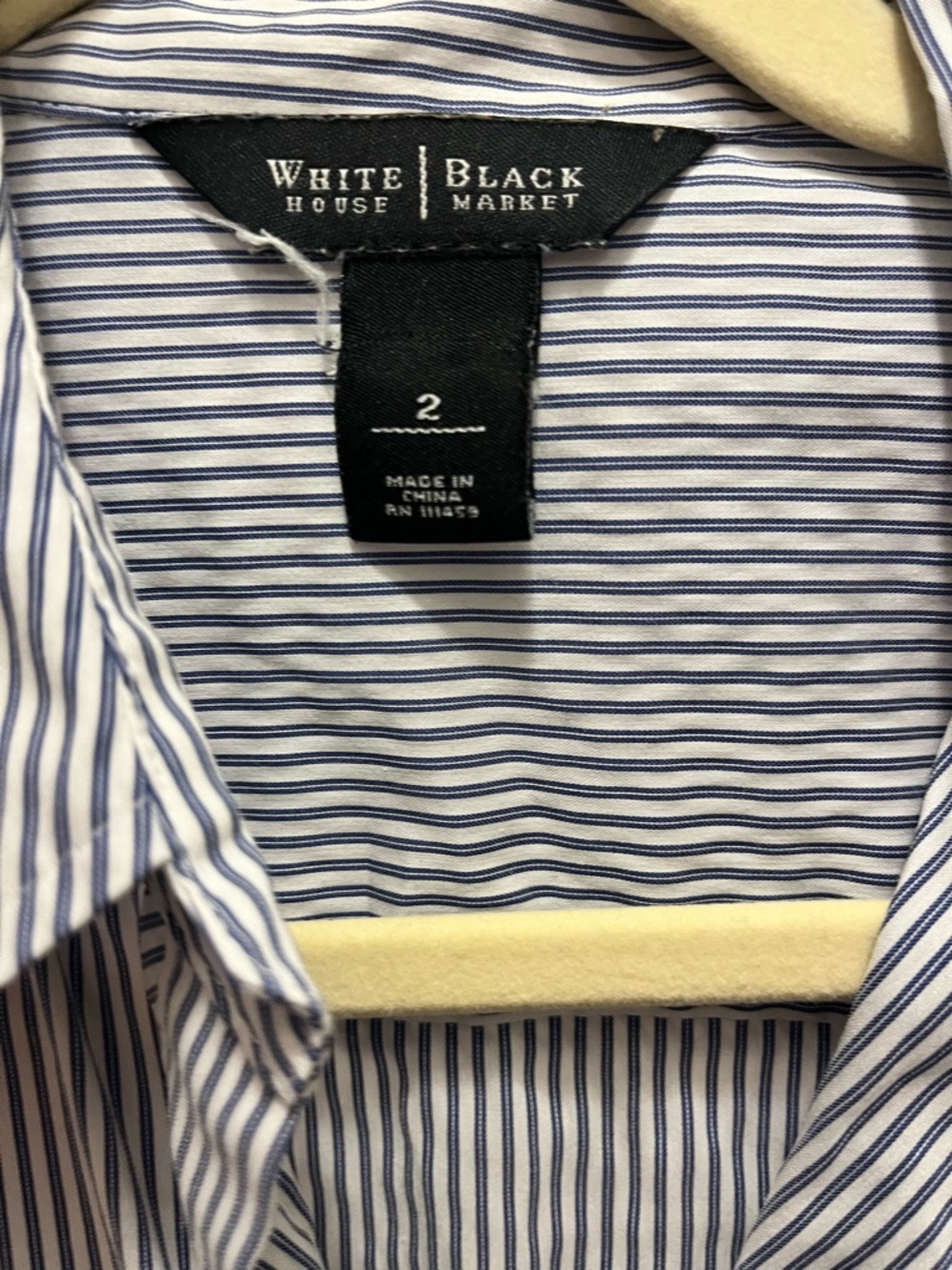 WHBM Blue & White Striped Button Down Shirt - Picture 5 of 5